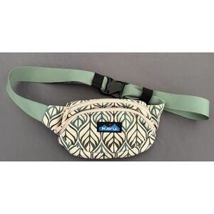 KAVU Canvas Spectator Belt Bag Fanny Green Brown Leaf Nature Print Adjustable